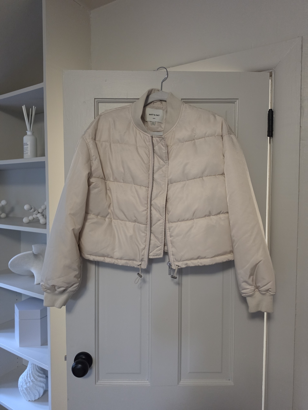 Matt & Nat Cream Puffer Jacket - Lightweight Quilted Coat